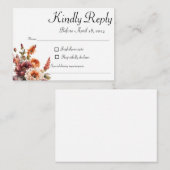 庭園花模様RSVPカード、返信カード ノートカード (正面/裏面)