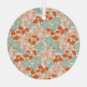 庭園花：ピンク、オレンジのシームレス ガラスオーナメント (裏面)