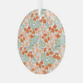 庭園花：ピンク、オレンジのシームレス ガラスオーナメント (正面左)