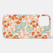 庭園花：ピンク、オレンジのシームレス Case-Mate iPhoneケース (裏面 (横))