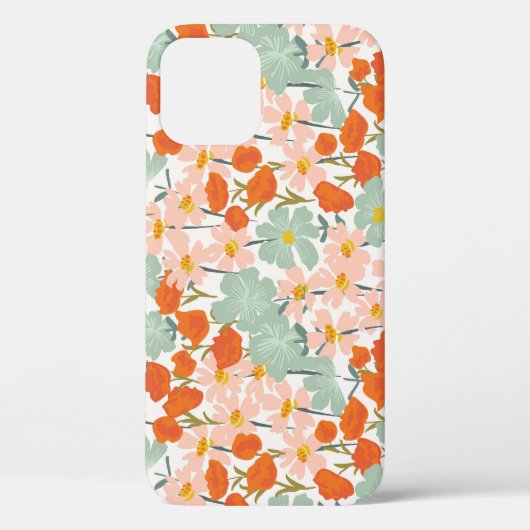 庭園花：ピンク、オレンジのシームレス Case-Mate iPhoneケース (裏面)