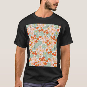 庭園花:ピンク、オレンジのシームレス Tシャツ