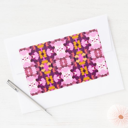 庭園花 長方形シール (封筒)