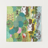 庭園、農場、自然、田舎。ヴィンテージ光 タペストリー (正面(横))