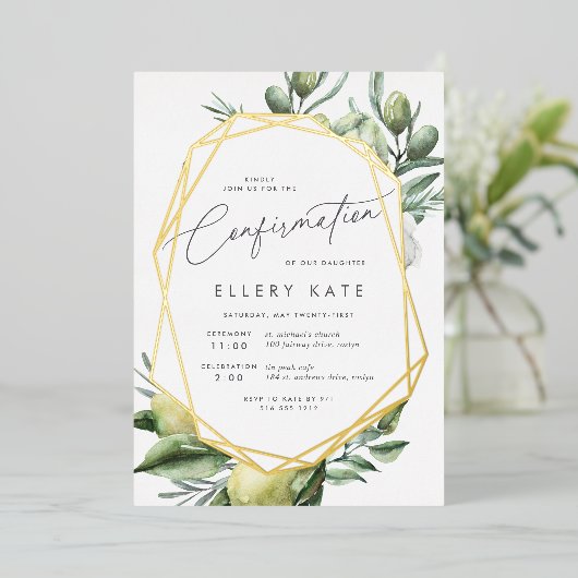 庭地中海のの確認 箔招待状 (立ち正面)