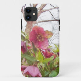 庭場面-ヘレボルスおよび古いカシ iPhone 11 ケース