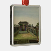 庭場面、c.1820-40 (w/c紙で) 2 メタルオーナメント (右)