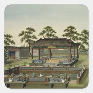 庭場面、c.1820-40 (w/c紙で) 4 スクエアシール