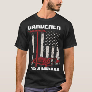 庭師おばあちゃん米国旗ガーデニング1 Tシャツ