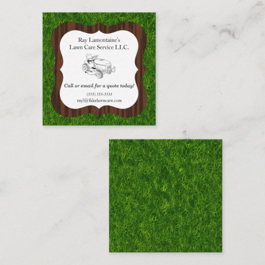 庭師および芝生の心配の乗馬芝刈り機 スクエア名刺 (正面/裏面)