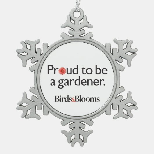 庭師があること誇りを持った スノーフレークピューターオーナメント (正面)