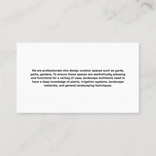 庭師が芝生を刈る 名刺 (裏面)