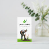 庭師が花を植える | 横向きロゴ 名刺 (スタンド正面)