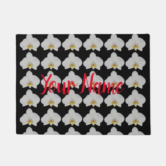 庭師と花のための蘭の花模様 ドアマット (正面)