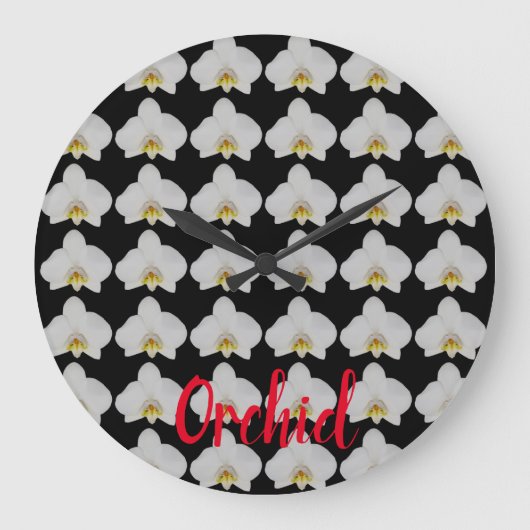 庭師と花のための蘭の花模様 ラージ壁時計 (正面)