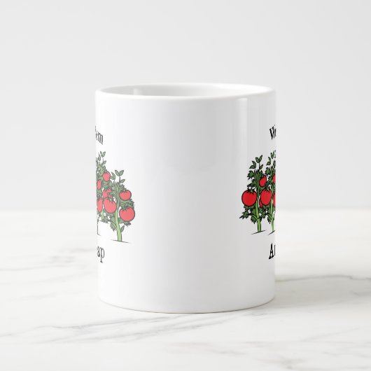 庭師のおもしろい雑草と刈り取り ジャンボコーヒーマグカップ (正面)