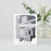 庭師のための庭道具の静物的スケッチ ポストカード (スタンド正面)