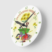 庭師のポッティング上屋の時計、ガーデンツール ラウンド壁時計 (傾斜)