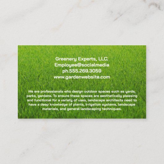 庭師の剪定植物 | 造園 名刺 (裏面)