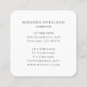 庭師の手と葉のロゴ スクエア名刺 (裏面)