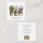 庭師の水の色の素朴植物の花 スクエア名刺 (正面/裏面)