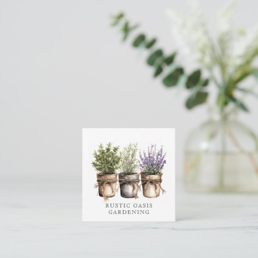 庭師の水の色の素朴植物の花 スクエア名刺 (スタンド正面)