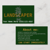 庭師の造園はビジネスを促進します 名刺 (正面/裏面)