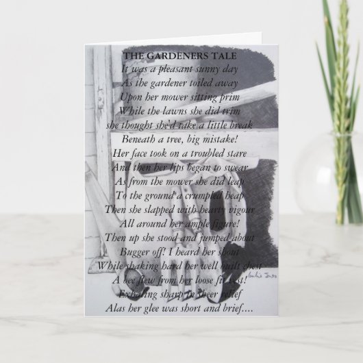 庭師の静物画の園芸工具のためのおもしろいな詩 カード (正面)