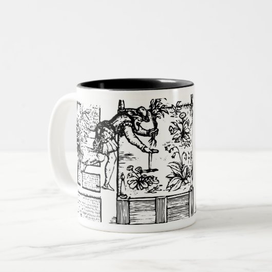 、「庭師のLabyからの上げられたベッドで植わります ツートーンマグカップ (正面左)