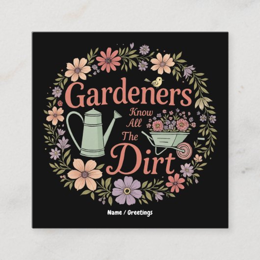 庭師は全ての汚い皮肉おもしろい引用文を知る スクエア名刺 (正面)