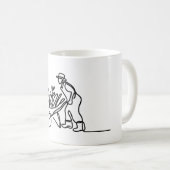 庭師または農家の線画 コーヒーマグカップ (正面右)
