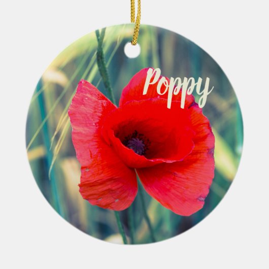 庭師や花好きの贈り物のためのケシの花 セラミックオーナメント (正面)