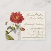 庭師エレガントのファッションドための超古レッドローズ 名刺 (裏面)