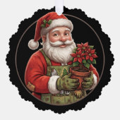 庭師サンタ ポインセチア クリスマス オーナメント (正面)