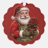 庭師サンタ ポインセチア クリスマス オーナメント (裏面)