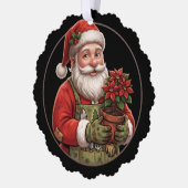 庭師サンタ ポインセチア クリスマス オーナメント (左)
