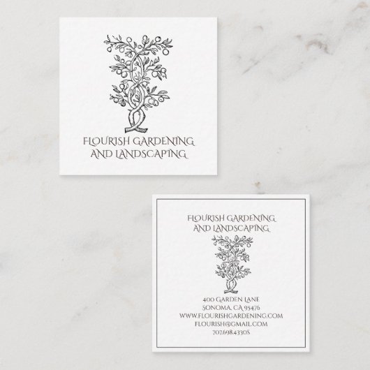 庭師ランドスケーパーフルーツツリーブランチ スクエア名刺 (正面/裏面)