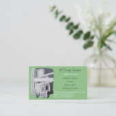 庭師庭絵画園用の園芸道具デザイン 名刺 (スタンド正面)