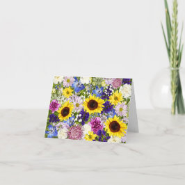 庭師空白ののノートカード花コラージュ サンキューカード