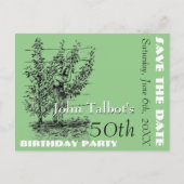 庭師50歳の誕生日パーティー日付を保存 案内ポストカード (正面)