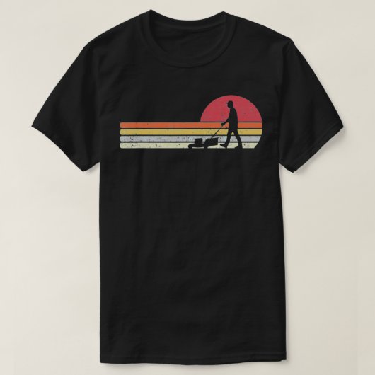 庭師、芝刈り機、レトロスタイルグラウンドスケーパー Tシャツ (デザイン正面)