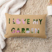 庭師I愛私の庭の花柄の文字 ランバークッション (ブランケット)