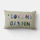 庭師I愛私の庭の花柄の文字 ランバークッション (裏面)