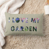 庭師I愛私の庭の花柄の文字 ランバークッション (ブランケット)