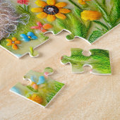 庭感じに蝶がいる犬 ジグソーパズル (側面)