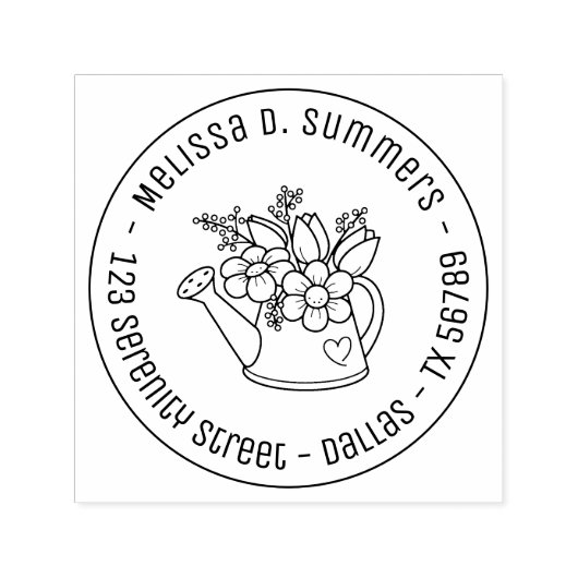 庭散水缶花ラウンドアドレス4 セルフインキングスタンプ (デザイン)