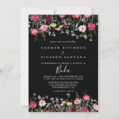 庭数々の色の野スペインの花結婚の 招待状 (正面)