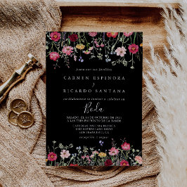 庭数々の色の野スペインの花結婚の 招待状