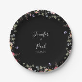 庭数々の色の野結婚花のケーキ ペーパープレート (正面)