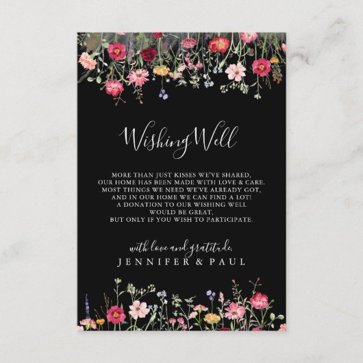 庭数々の色の野結婚花の願い エンクロージャーカード (正面)